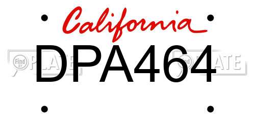 DPA464 California License Plate