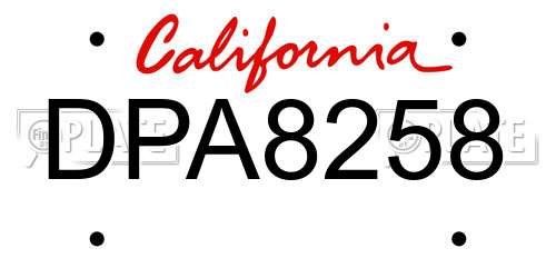 DPA8258 California License Plate