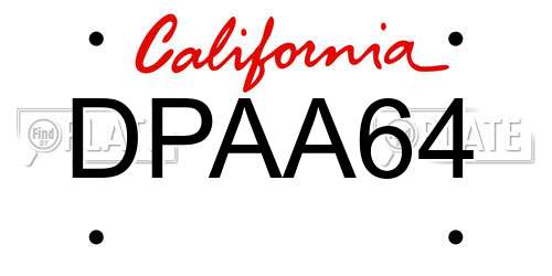 DPAA64 California License Plate