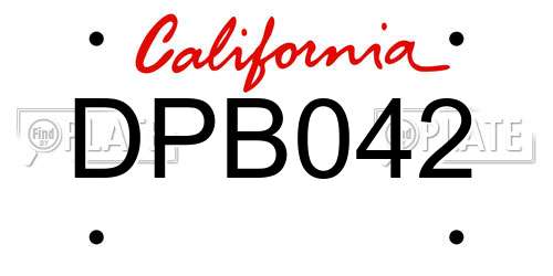 DPB042 California License Plate