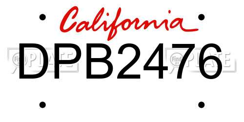 DPB2476 California License Plate