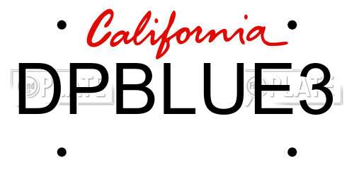 DPBLUE3 California License Plate