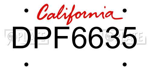 DPF6635 California License Plate