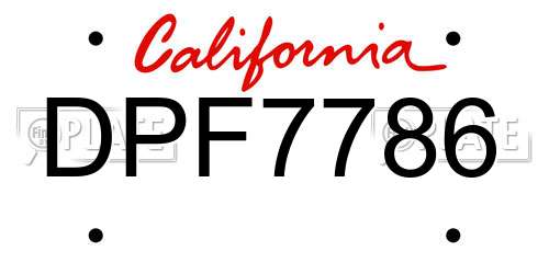 DPF7786 California License Plate