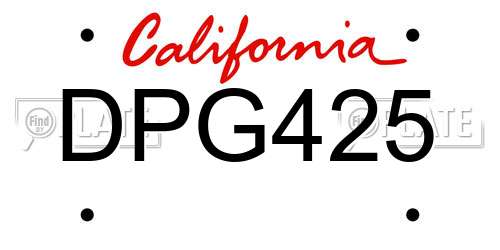 DPG425 California License Plate