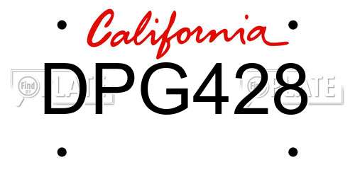 DPG428 California License Plate