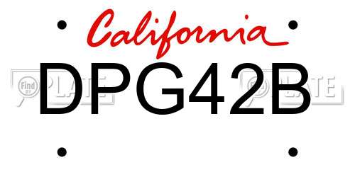 DPG42B California License Plate
