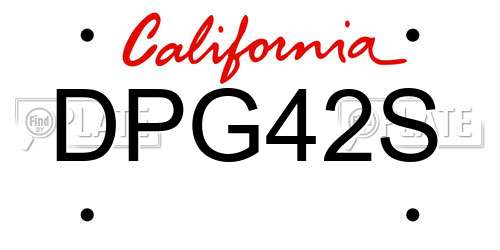 DPG42S California License Plate