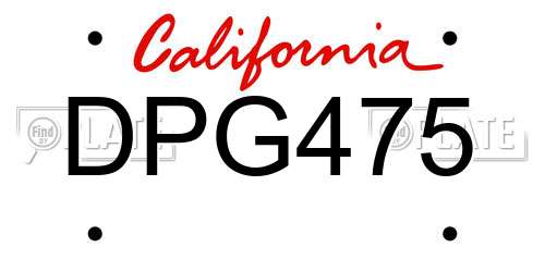 DPG475 California License Plate