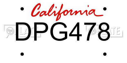 DPG478 California License Plate