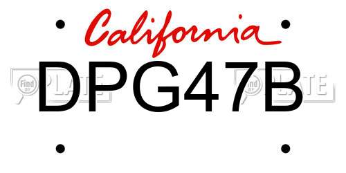 DPG47B California License Plate