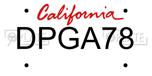 DPGA78 California License Plate