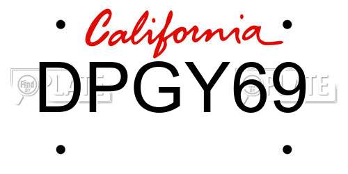 DPGY69 California License Plate