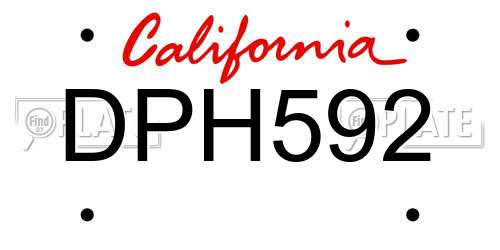 DPH592 California License Plate