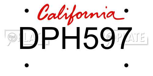DPH597 California License Plate