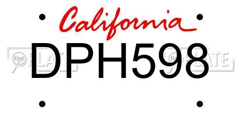 DPH598 California License Plate