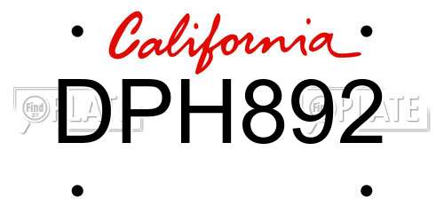 DPH892 California License Plate