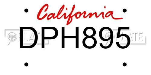 DPH895 California License Plate
