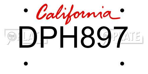 DPH897 California License Plate