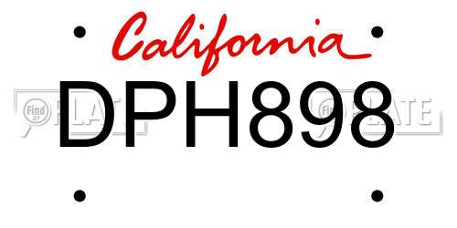 DPH898 California License Plate