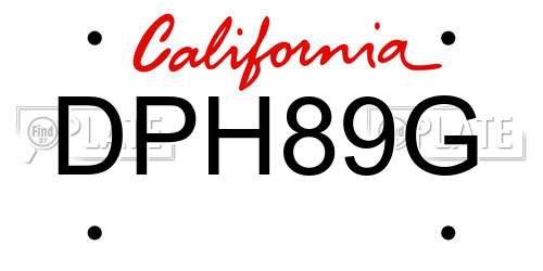 DPH89G California License Plate
