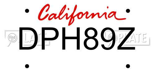 DPH89Z California License Plate