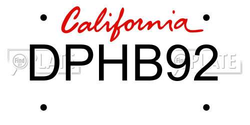DPHB92 California License Plate