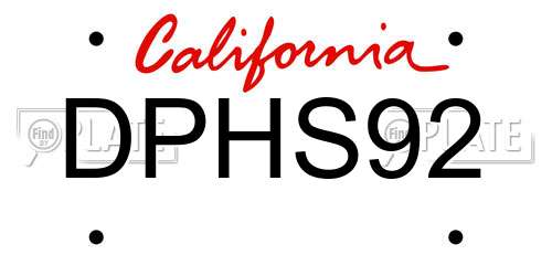 DPHS92 California License Plate