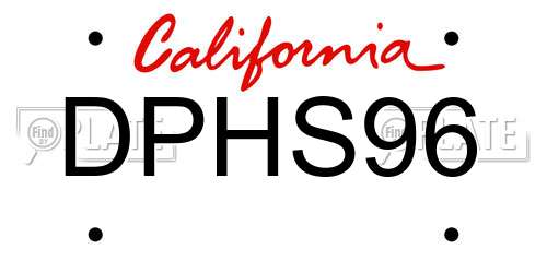 DPHS96 California License Plate