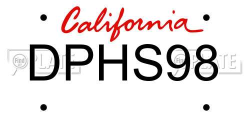 DPHS98 California License Plate