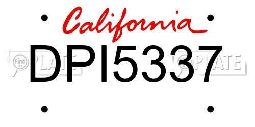 DPI5337 California License Plate