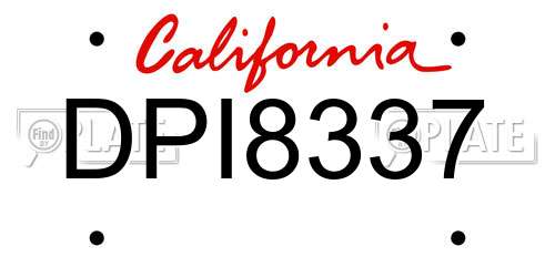 DPI8337 California License Plate