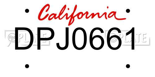 DPJ0661 California License Plate