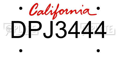 DPJ3444 California License Plate