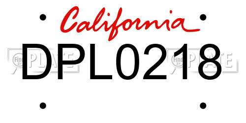 DPL0218 California License Plate
