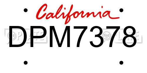 DPM7378 California License Plate