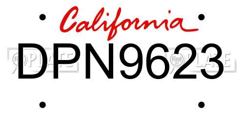 DPN9623 California License Plate