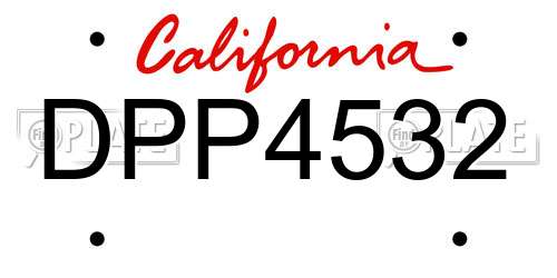 DPP4532 California License Plate