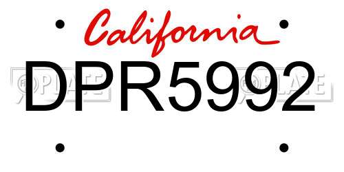 DPR5992 California License Plate