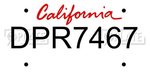 DPR7467 California License Plate