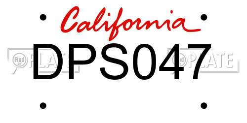DPS047 California License Plate