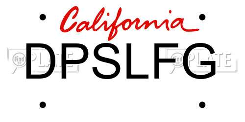 DPSLFG California License Plate