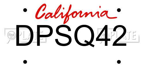DPSQ42 California License Plate