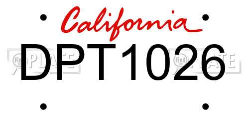 DPT1026 California License Plate