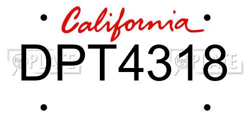 DPT4318 California License Plate