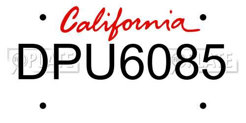 DPU6085 California License Plate