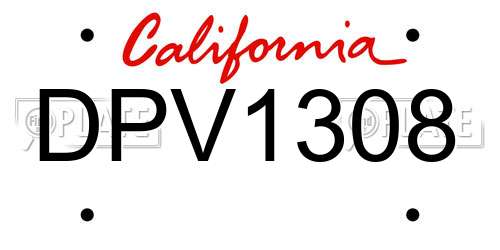 DPV1308 California License Plate