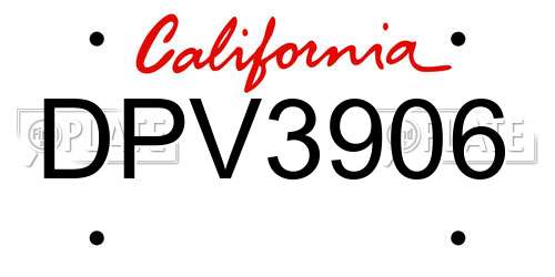 DPV3906 California License Plate