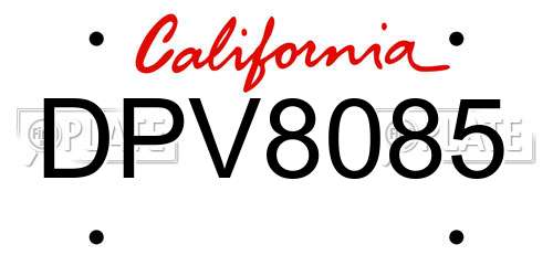 DPV8085 California License Plate