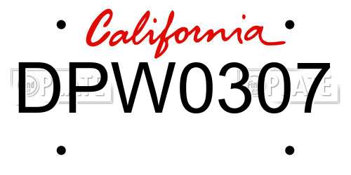 DPW0307 California License Plate